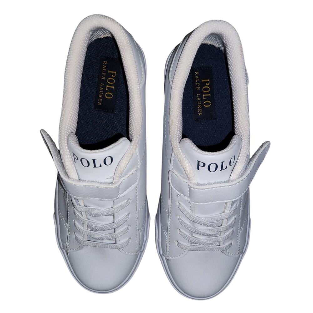 POLO RALPH LAUREN Unisex Child White Leather Sneaker Sz 3 Boy Girl Kids NWOT - Picture 2 of 6